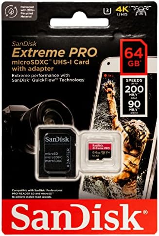 Sandisk 64GB Micro SDXC Memory Card Extreme Pro trabalha com a série DJI Drone Mavic 3 Classic U3 V30 A2 4K UHD UHS-I Paco