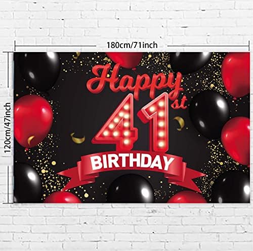 Feliz aniversário de 41º aniversário da faixa vermelha e preta decoração de cenários decoração de balões para meninas Mulheres