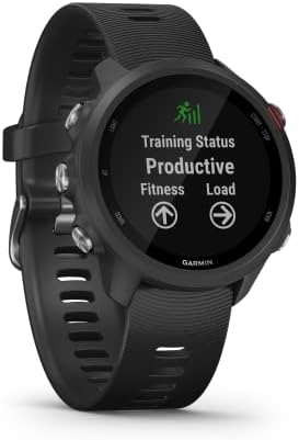 Garmin Forerunner 245 GPS Running Watch, com música e recursos avançados de treinamento, Black With Black Band