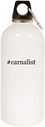 Produtos Molandra carnalist - 20oz hashtag em aço inoxidável garrafa de água branca com mosquetão, branco