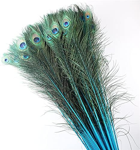 Pumcraft Feather for Craft 70cm-80cm/28-32 polegadas Pedras de pavão natural para acessórios de casamento decoração diy lago azul plumas-100pcs