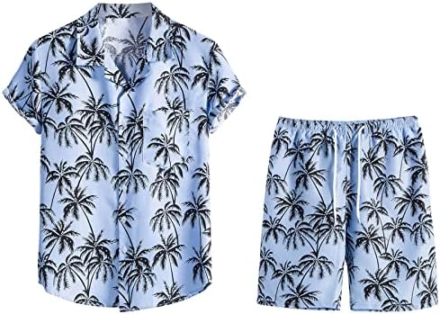 Camisas masculinas Hawaii Defina o botão casual de manga curta para baixo, camisas de praia estampadas florais tampos listrados de tampas