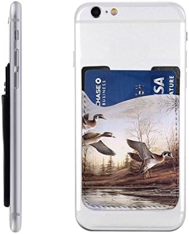 Portador de cartão de telefone Mallard Ducks, caixa de crédito Auto-adesivo de couro PU, para o smartphone de 2,4x3,5 polegadas para