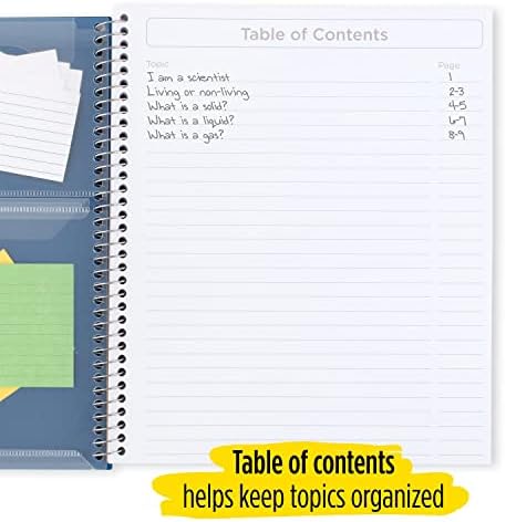 Notebooks em espiral interativos de cinco estrelas, 6 pacote, 1 ponto de trabalho, papel largo, 11 x 8-1/2, 100 folhas, cores variadas