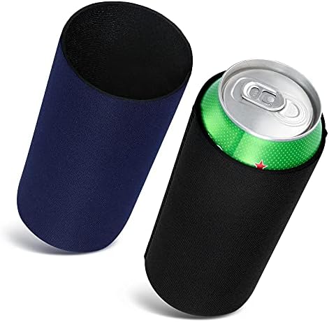Conjunto Kwmobile de 2 latas de neoprene compatíveis com 500 ml - mantenha refrigerantes de refrigerante de cerveja frescos - preto/azul