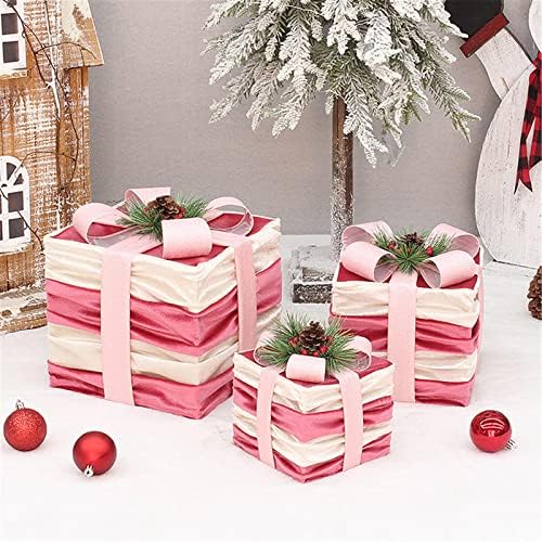 Luzes de Natal Decorações de caixa de presente Conjunto de 3 decorações de caixa de presente de Natal decorações de caixa de