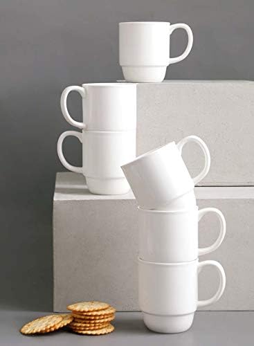 Sweese 609.001 Conjunto de canecas empilháveis ​​de porcelana - 21 onças para café, chá e bebidas quentes - conjunto