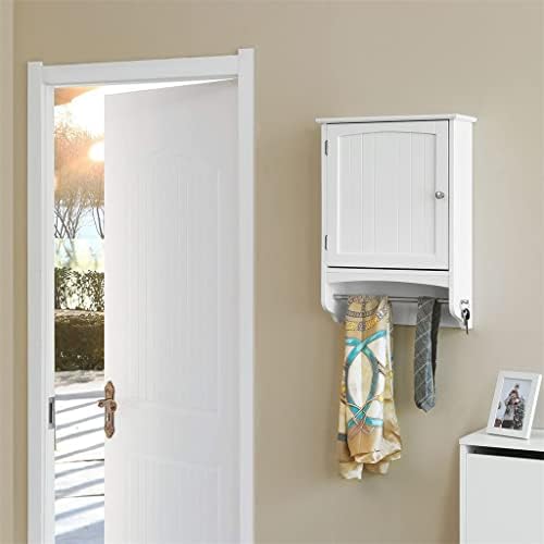 N/A Armário de parede de banheiro pendurado armário de armazenamento de banheiro com hastes e prateleiras ajustáveis ​​em branco