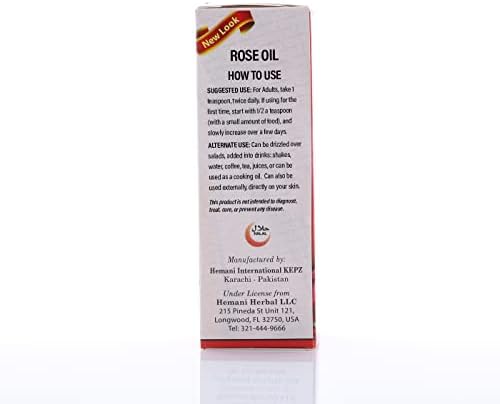 Óleo de rosa Hemani - 60ml - óleo de qualidade alimentar para uso interno e externo