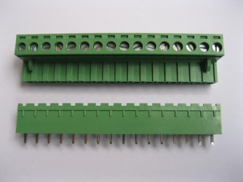 2 pcs pitch 5,08mm 16way/pin parafuso de parafuso de bloco de blocos de bloco com pino reto de cor verde tipo de céu traida