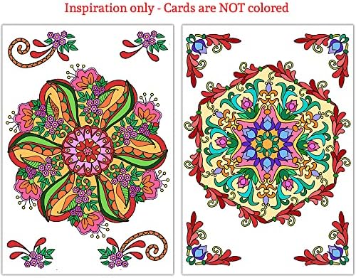Art Eclect Mandala colorir cartões, 20 cartões com envelopes para adultos colorirem para quaisquer ocasiões