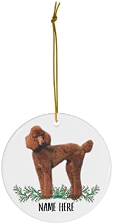 Nome personalizado engraçado Padrão Poodle Red Gifts 2023 Ornamentos de árvore de Natal Círculo de Círculo de Círculos