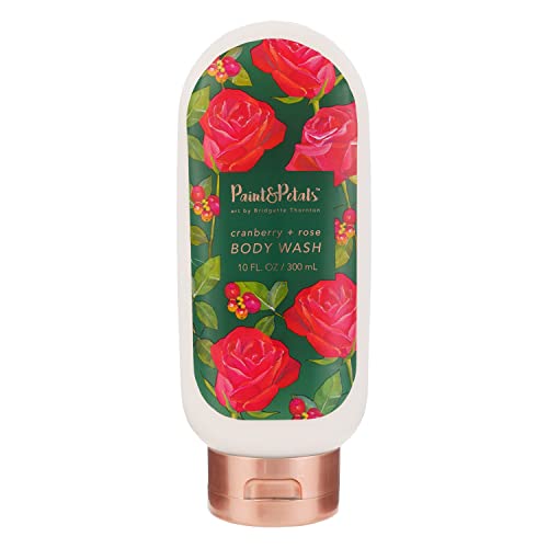Paint & Petals Cranberry & Rose Scent Body Wash, Limpeza delicada, fórmula cremosa e hidratante com Shea & Mango, 10 fl oz