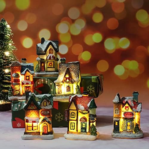 LYMOH Natal Novas decorações de Natal resina pequena casa micro paisagem resina casa bugiganga aleatória