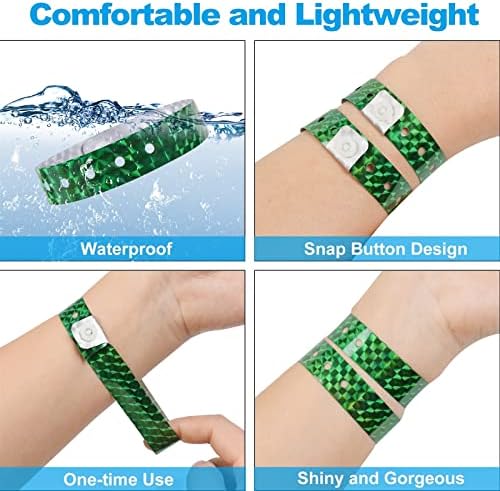 Renyi 500 Pacote de pulseiras de pulseiras holográficas de plástico -para eventos de pulseiras leves leves pulseiras de