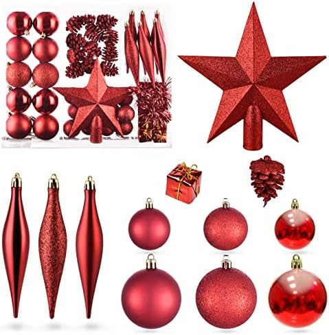 Pacote de 50 pacote de enfeites de árvore de Natal, enfeites de bolas de Natal à prova de quebra para decoração de árvores