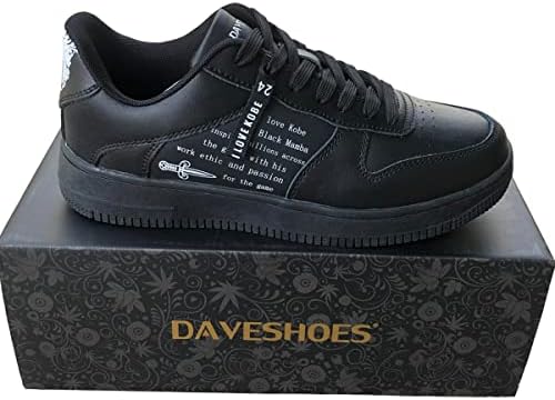 Daveshoes mamba 24 tênis sapatos masculinos pretos não deslizamentos de skate