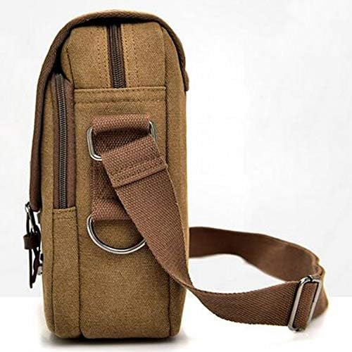 Canvas masculinas pequenas bolsas de mensagens de ombro casual bolsa de tórax bolsa de transporte ， bolsa de vários bolsos