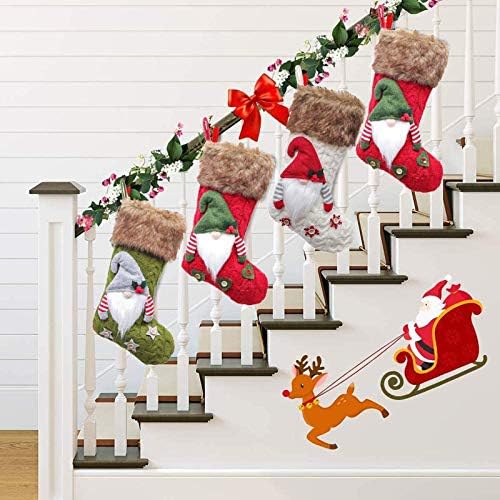 Toocat Christmas meias 3pcs com estrelas do coração fluem, as meias e suportes de Natal de inverno de inverno para lareira de Natal da árvore de Natal decoração de festas de férias 15,75 x 7,5 polegadas