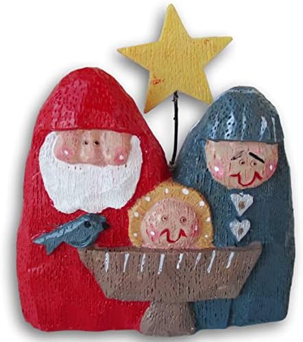 Mini Mini Decoração de Figura de Natividade com Jesus, Maria e Joseph - 3,5 x 4,25 polegadas