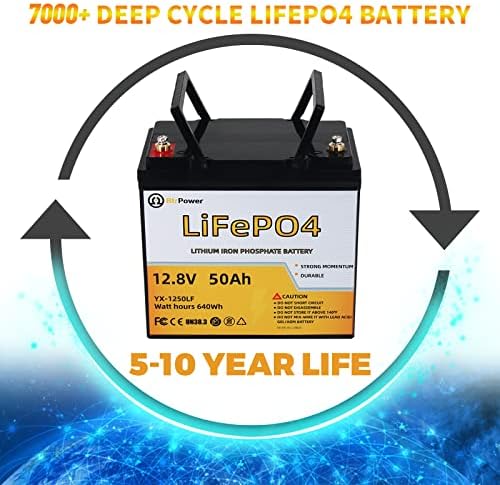 2 pacote 12V 50AH Ciclo profundo LIFEPO4 Bateria de lítio com 50AH BMS embutido e mais de 7000 ciclos, potência de 640w perfeita