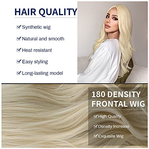 Mupul Blonde onda corporal perucas sintéticas para mulheres 26 polegadas de cabelo cacheado de longa