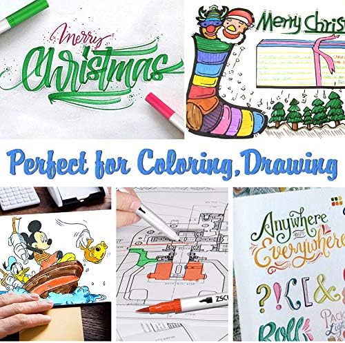 Conjunto de marcadores de pincel de ponta de arte zscm, 60 cores fino e pincel dicas artistas de desenho de canetas com livro de colorir, para crianças de desenho para adultos.