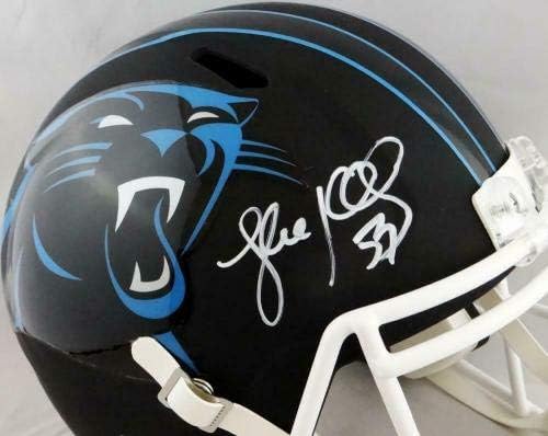 Luke Kuechly assinou Carolina Panthers f/s capacete preto plano - JSA W Auth *White - Capacetes NFL autografados