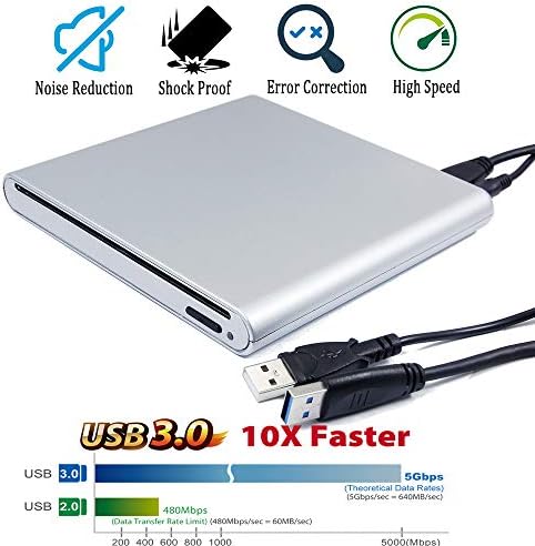 USB 3.0 Portátil de disco de disco de DVD portátil Blu-ray, para Windows 10 8 2-em-1 15 17 Laptop de tela de toque, camada
