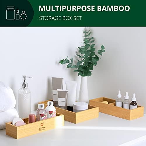 Royal Craft Wood Bamboo Storage Box Conjunto de 5 com caixa de armazenamento de bambu conjunto de 3
