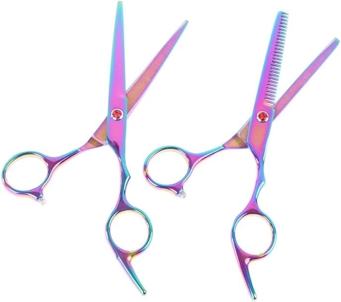 Renslat 2styles 6 polegadas Rainbow Cut Scissors Rainning Barber Scissor Hairdressing Scissors para Ferramenta de Cuidados com Cabelo