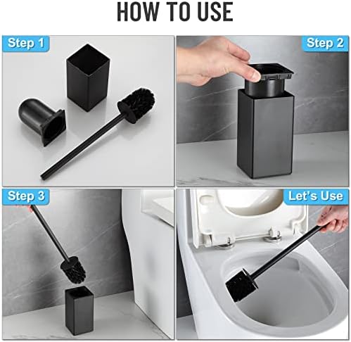 Escova de vaso sanitário bvl e escova de vaso sanitário preto para ceanagem com alça de aço inoxidável independente