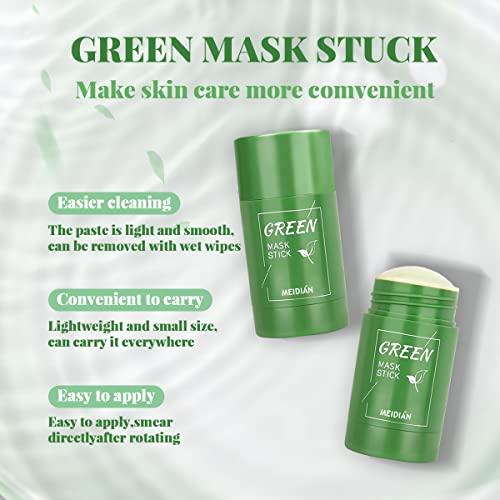 【2 PCs】 Máscara de chá verde Beck, bastão de máscara verde para o rosto hidrata poros de limpeza de controle de óleo Removendo o cravo anti-acne, máscara de limpeza profunda por por favor para todos os tipos de pele de homens homens
