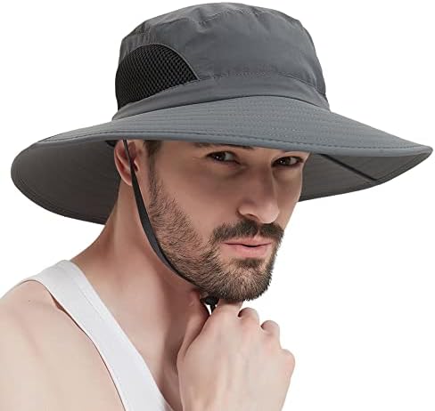 Sireck Sun Hat for Men Mulher, UPF50+ Chapéu de pesca, Chapéus de Proteção ao Sol Chapéus largos Chapéu de safari Boonie para a praia de caminhada