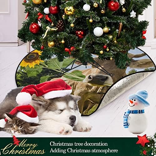 VISTOS DE Árvore de Natal de VISESNNY Vaca marrom com flor em focinho Protetor de tapete de tapete de tape