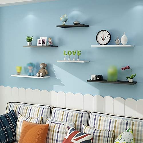 Prateleira de parede qffl ， prateleiras de parede flutuantes decorativas prateleiras de armazenamento de madeira para livros quartos de sala de estar de banheiro quarto crianças-6 cores disponíveis