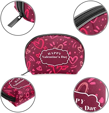Saco de higiene pessoal pendurado de viagem, organizador de maquiagem portátil, suporte de cosméticos para pincéis, Valentine Purple Pink Heart