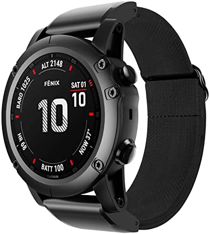 Djsfcn Smart Watch Nylon Elastic Loop tiras para Garmin Fenix ​​7 7x 5xplus 6xPro/Mk2i 3HR Substituição Bandas de pulseira Pulseira