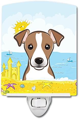 Tesouros de Caroline BB2128CNL Jack Russell Terrier Summer Summer Beach Ceramic Night Light, compacto, certificado UL, ideal para
