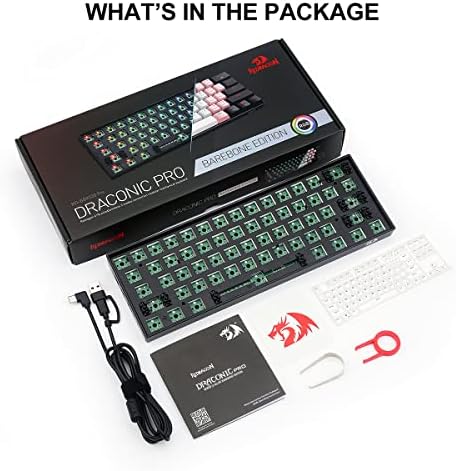 Redragon BBK530 PRO Custom Gaming Kit de teclado mecânico-60% 61 TECHAS TECHADOR MODULAR RGB DIY-BareBones compacto teclado