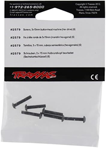 Traxxas 2579 3 x 15mm Button Hex parafuso, conjunto de 6