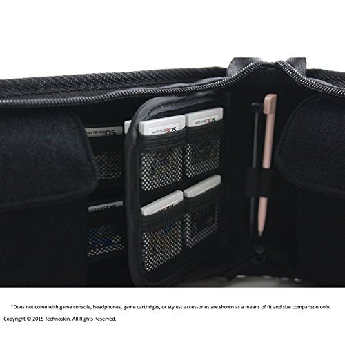 Technoskin - tudo em uma caixa de transporte de uma viagem para novos 3Ds ou novos 3DS XL - Black and Blue - 12 titulares