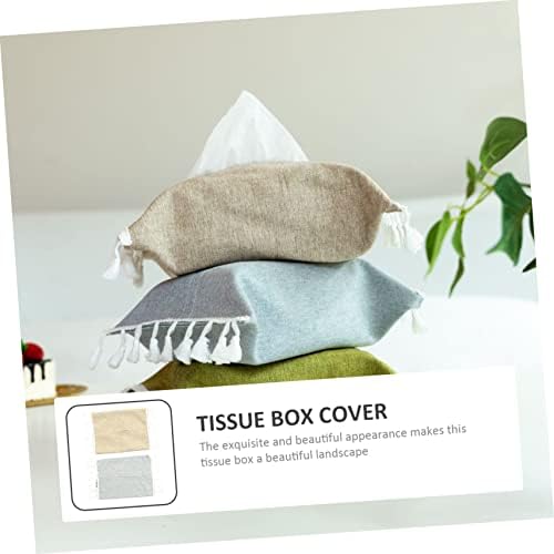 Besportble 2pcs caixa de linho de linho de algodão Bolsa quadrada Bolsas de armazenamento de linho de linho Caixa de lenço de tecidos