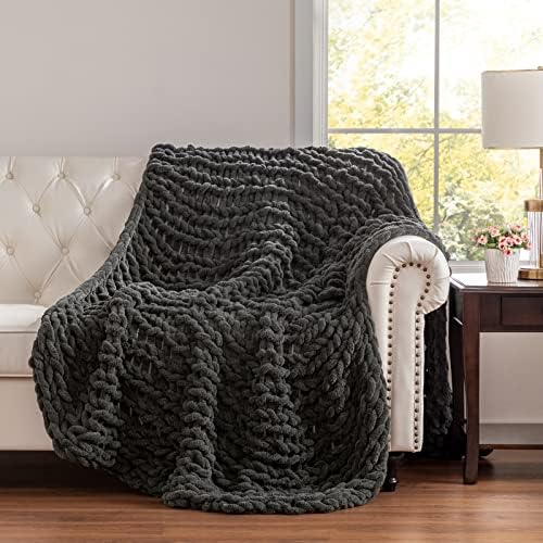 Angelhood Chunky Knit Clanta de chenille macio cobertor de malha de malha de malha para sofá -cama Sofá Decoração de