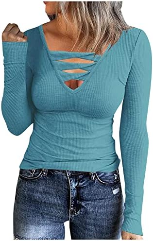 Camiscedores femininos Primavera 2023 Down Down Basic Ritbed Knit T Camisetas Moda Sweater Casual Sweater para Leggings