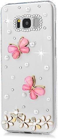 STENES Galaxy Note 8 Case - 3D Flores de lúcios de luxo de luxo de luxo Flores pendentes de espumante floral Sparkle Caso