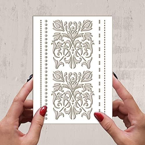 Estêncil Flores vitorianas grandes padrões FLONZ Modelo de estêncil decorativo para scrapbooking de pintura de parede e decoração