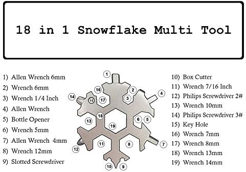 AMANELY 18 em 1 Snowflake multi-tool e portátil aço inoxidável portátil Chave de fenda-abridor de alcance para o