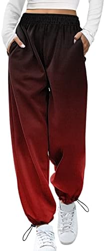 Mulheres linhas calças calças de calça esportiva de cintura esportiva bolsos impressos de impressão