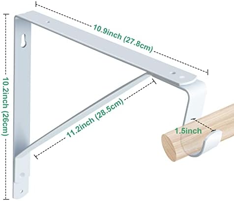 Suporte da haste do armário, 3 pacote de suporte para a haste de armário pesado 11 × 10,2 × 1 polegada, prateleira